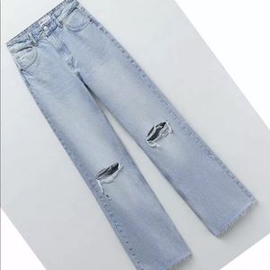 Zara wide leg full length pants with cute holes